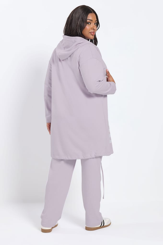 Yours Paarse 'Brklyn' Slogan Longlinehoodie Size 48