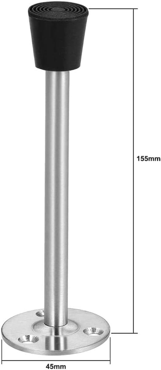 Deurstopper - Deurstop Muur - Bescherming Deur - Roestvrij Staal - 155mm - Zilver