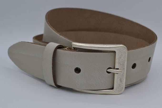 4cm brede ecru echt lederen jeans riem maat 85