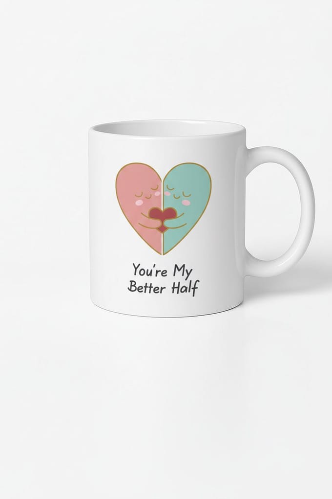 Liefde Mok: 'You're My Better Half' met Hartjes Design | Romantisch Cadeau