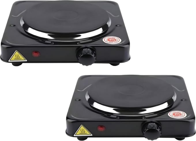 Benson Kookplaat elektrisch - 2x - 1 pit - 22 cm - 1000 W - camping kooktoestel