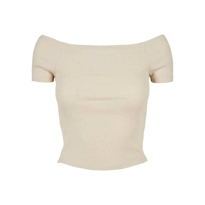 Urban Classics - Rib Off shoulder top - M - Groen