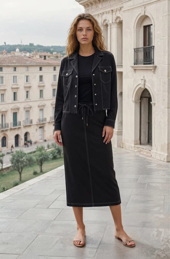 MI PIACE - Bonded Travel Rok 202684 Black - Maat : S