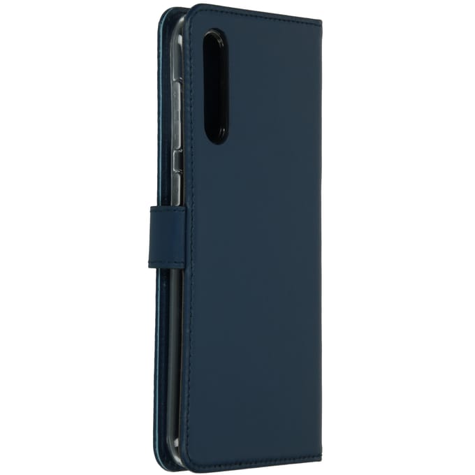 Selencia Hoesje - Geschikt voor Samsung Galaxy A30s / A50 - Echt Lederen Bookcase - Blauw