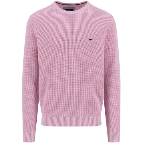 Fynch-Hatton Trui Uni Color O-Neck Structure Supersoft Cotton Magnolia / male
