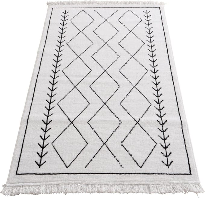 Vloerkleed Bohemian Zwart Wit 180 x 120 cm