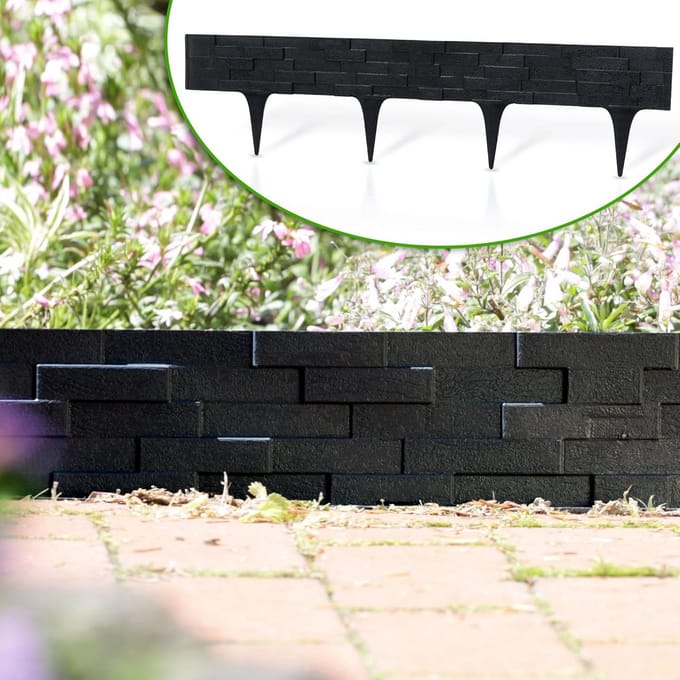 Gazonrand Tuinpalissade - Bloembedranding Hek - Tuin Decoratie - Flexibele Steenlook - 395 m - Zwart