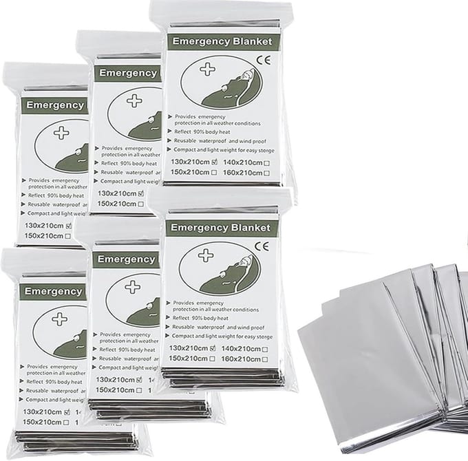 6 Stuks Dunne Nooddekens Mylar Warmtefolie voor Buitenactiviteiten