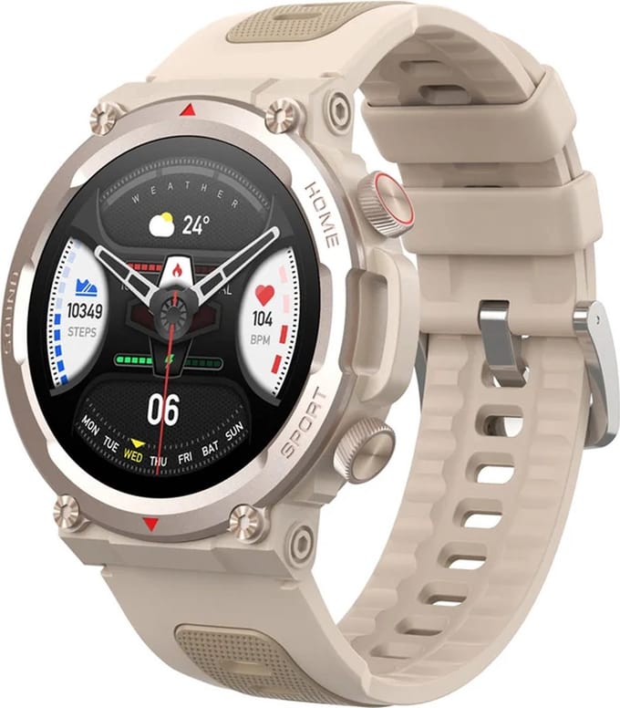 DrPhone PureSport15 - Multifunctionele Smartwatch - Hartslag/Bloedzuurstof/Slaapbewaking - Bluetooth-oproep – Bluetooth 5.2 – IP67 – Beige
