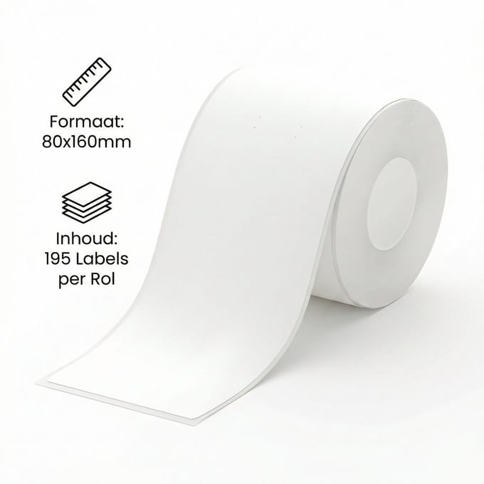Niimbot - Labels/Etiketten K3 - 80x160mm - 195 vellen - Wit