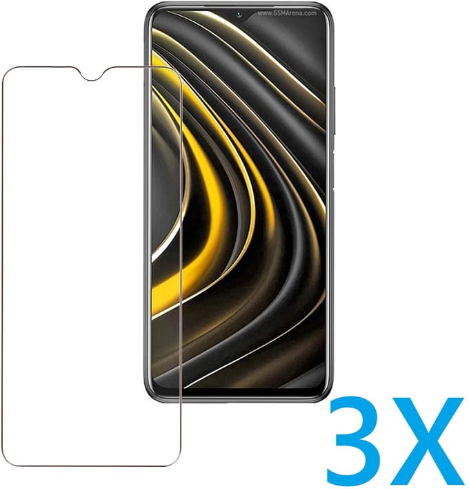 Glasplaatje Geschikt voor: Xiaomi Poco M3 - 3x Screenprotector - screen protector - glas - bescherm - beschermglas
