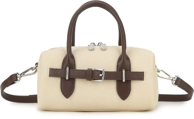 Giuliano kunstlederen canvas handtas Neeltje -Dames -Beige