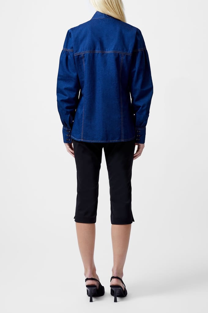 French Connection Zaves Chambray Button Through Clean Indigo Denim Größe: 6 | Longsleeves Outlet | Damen | Blau