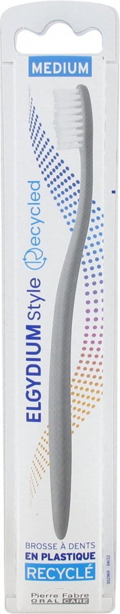 Elgydium Stijl Gerecyclede Tandenborstel Medium (Kleur : Grijs)