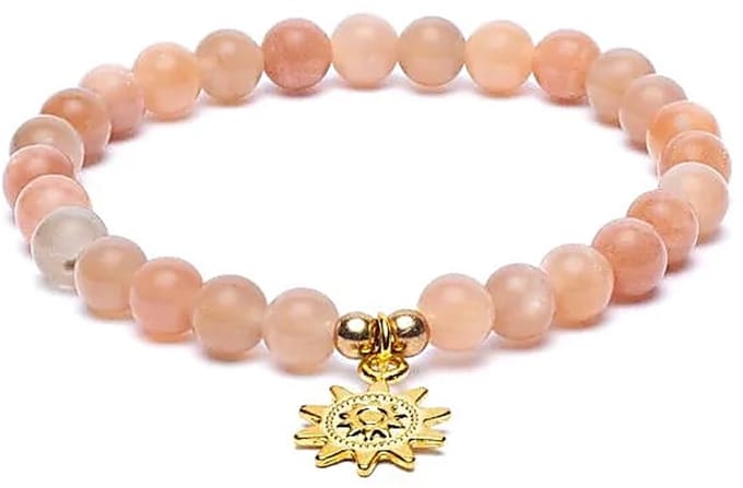 Armband zonnesteen elastisch met zon bedel