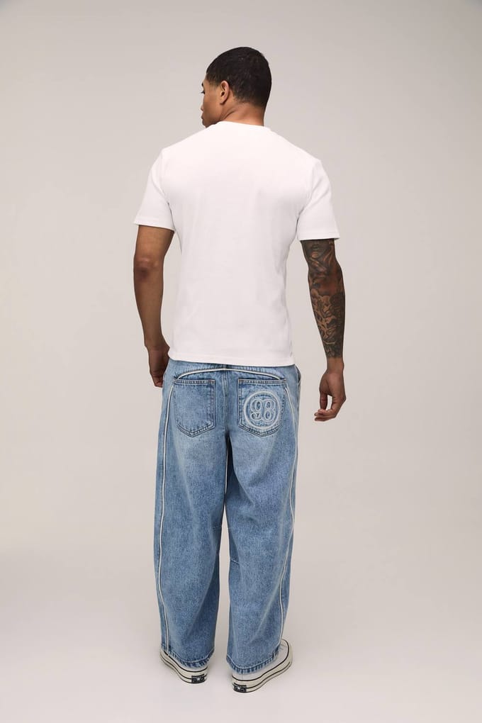 Muscle Fit Geribbeld Henley Hals Korte Mouw T-Shirt | White | Size Medium