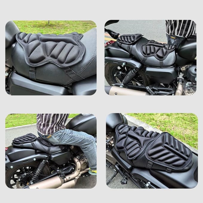 Motorfiets Zitkussen, Universeel Achter Koelend Motorfiets Zitkussen AntiSlip 3D Zitovertrek voor Front zwart