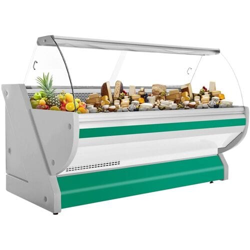 GGM Gastro Kühl-/ Fleischtheke - 2500mm - Grün - mit Fleischlicht & beleuchteter Frontblende