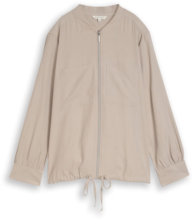 Tom Tailor - Plus Size - Loose Fit bomberjack met borstzakken - Maat 46 - soft taupe grey