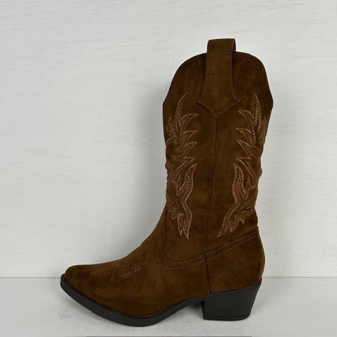 Suèdine cowboylaars met stiksel lichtbruin Bruin / 36