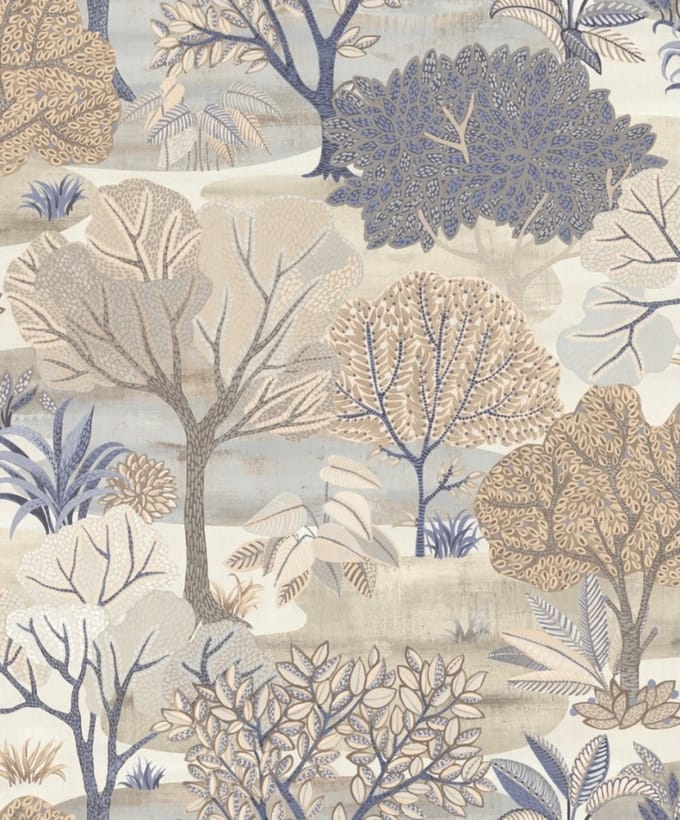 Allure - Bomen - Behang Woonkamer - Behang Slaapkamer - Wandbekleding - Beige - 0,53 x 10,05 M.