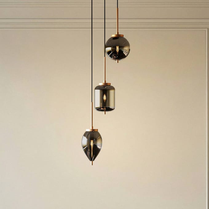 Lucande hanglamp Elani, 3-lamps, Ø 36 cm, glas
