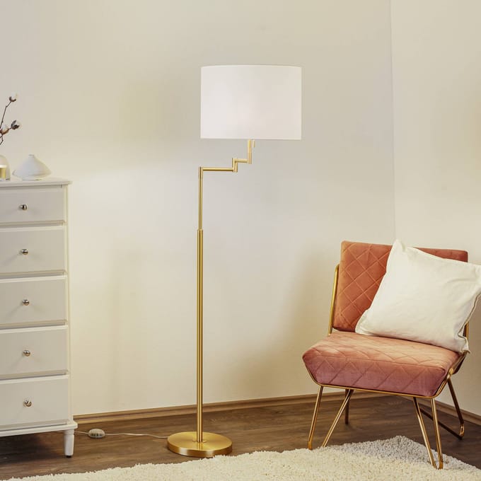 Knapstein Vloerlamp Lilian met LED dimmer, messing mat