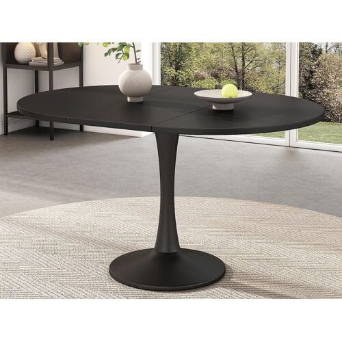 ModernLuxe Uitschuifbare ovale eettafel - 100/140 x 100 x 75 cm - MDF - Zwart