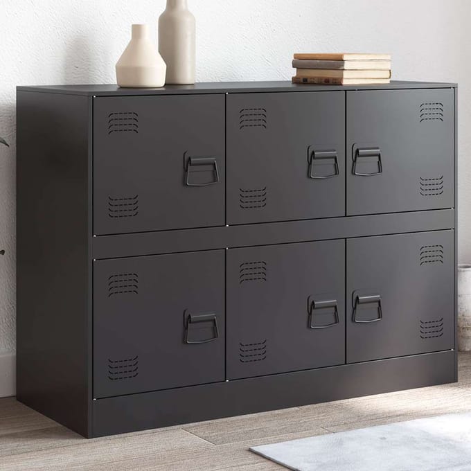 vidaXL - Dressoir - 99x39x73 - cm - staal - zwart