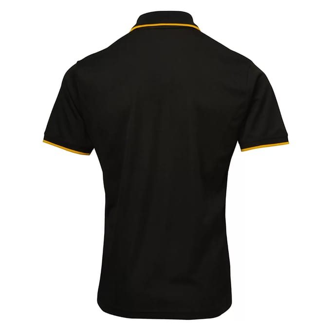 Premier Heren Coolchecker Contrast Pique Poloshirt (Zwart/Zonnebloem)