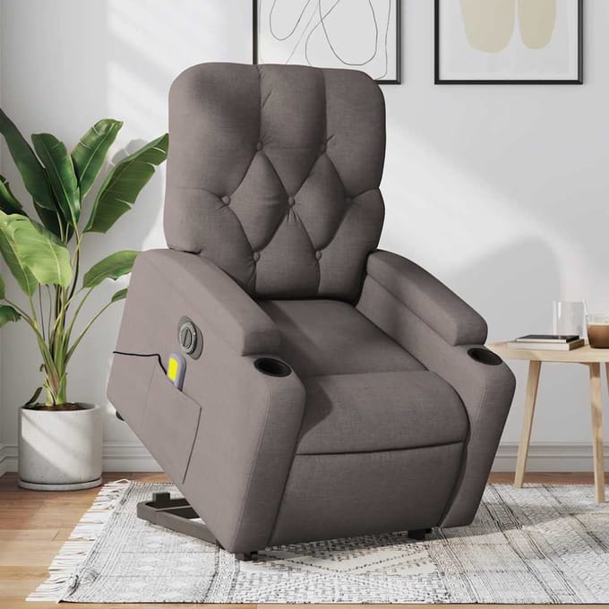 vidaXL - Sta-op-massagestoel - elektrisch - verstelbaar - stof - taupe