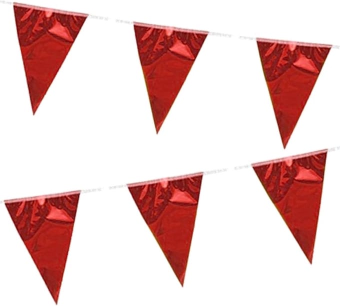 Wefiesta Vlaggenlijn Metallic 10 X 15 Cm 10 Meter Folie Rood