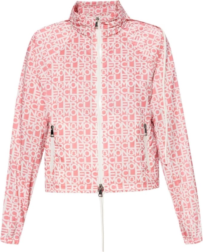 Moncler Alose jack met all over logoprint en capuchon - roze - maat 152
