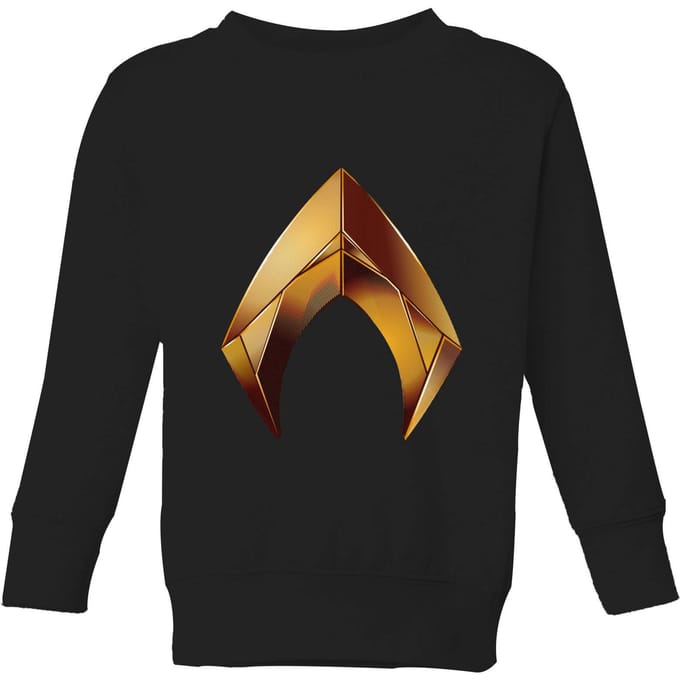 Aquaman Symbol kindertrui - Zwart - 122/128 (7-8 jaar)