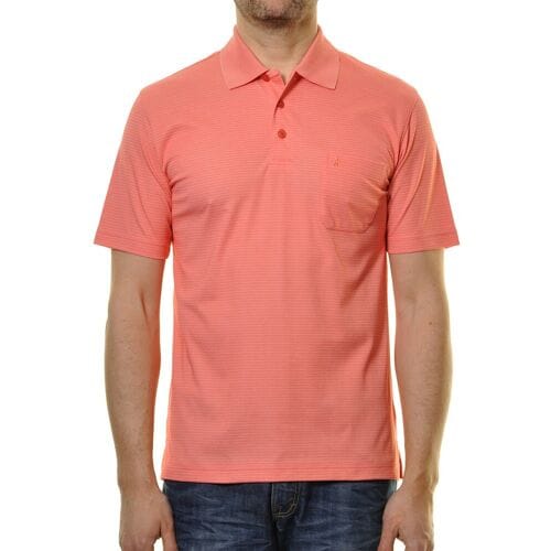 Ragman Polo Softknit Fine Stripe Easy Care Light Strawberry / male