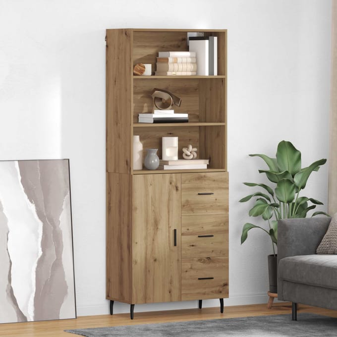 vidaXL - Highboard - 2 - st - Artisan - Eiken - 69,5 - x - 32,5 - x - 180 - cm - Bewerkt - hout