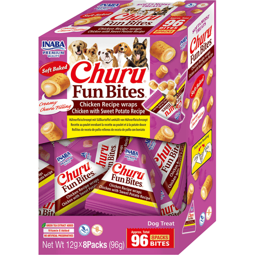 Inaba Churu Fun Bites Chicken Wraps 8x12 g - Hondensnacks - Kip&Bataat