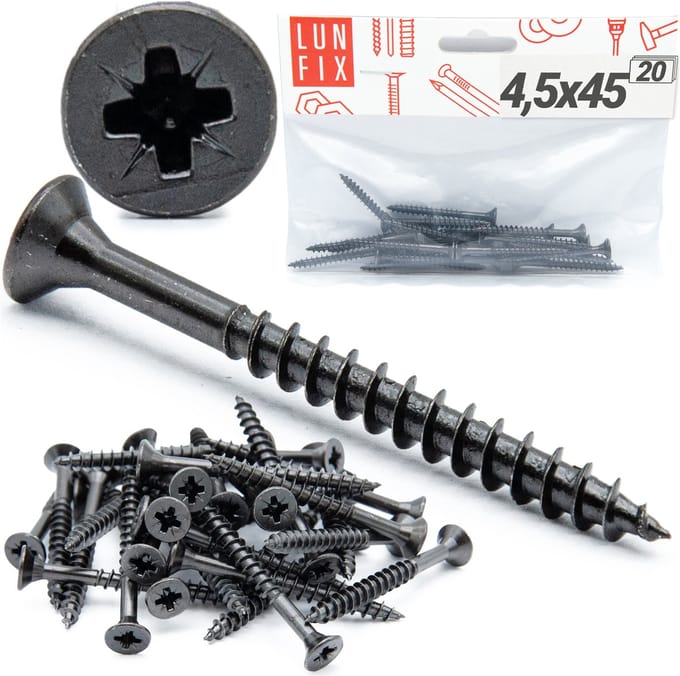 LUN FIX - Schroeven - 4,5x45 mm - 20 stuks - Zelftappend - Bevestiging