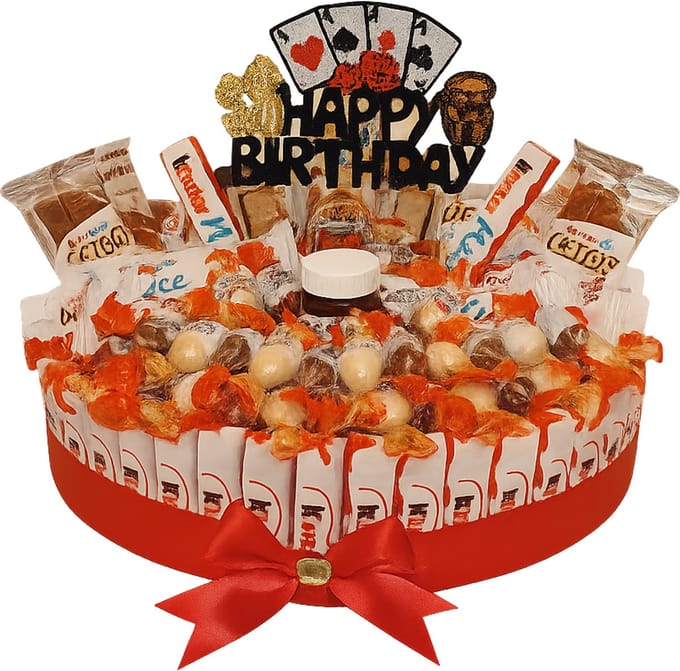 Ronde chocoladecadeautaart met Kinder chocolades – Luxe verjaardagscadeau