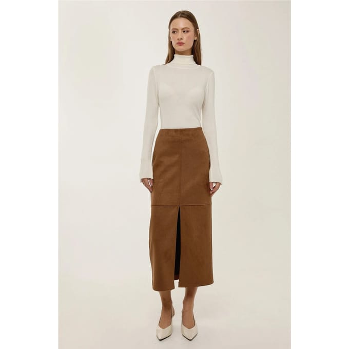 Midi Suede Rok met Split