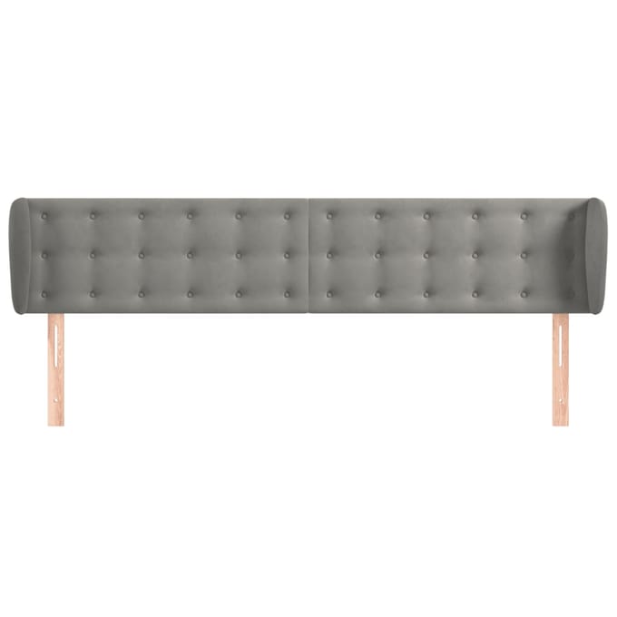 vidaXL - Hoofdbord - met - randen - 183x23x78/88 - cm - fluweel - lichtgrijs