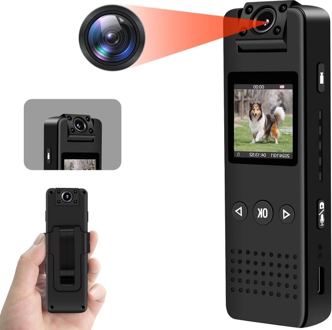 Mini Camera - Bodycam Microcamera - Veilige Bewaking - 180 Graden Draaibare Lens - 1080p HD - Zwart