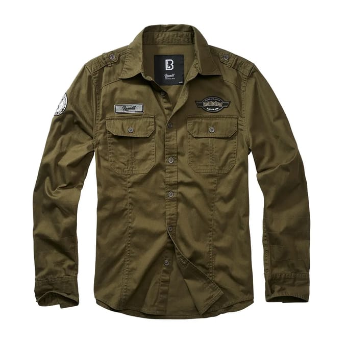Brandit - Luis Vintageshirt Overhemd - M - Olijfgroen