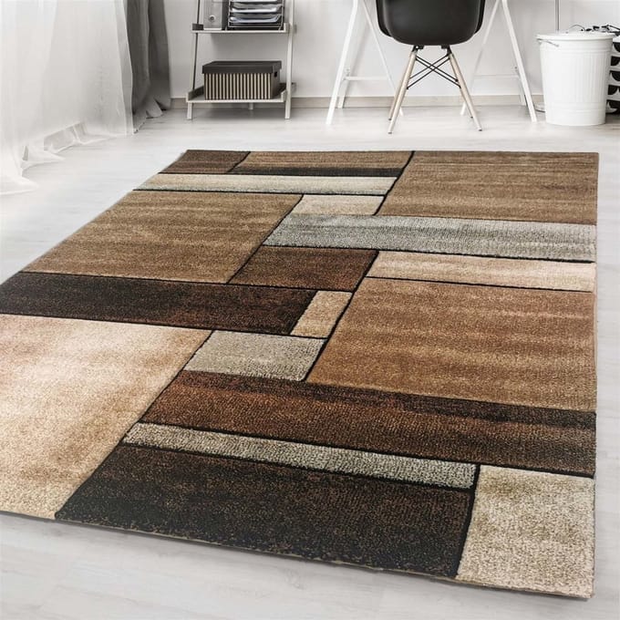 Flycarpets Kristal Modern Vloerkleed - 200x290cm - Bruin/Grijs