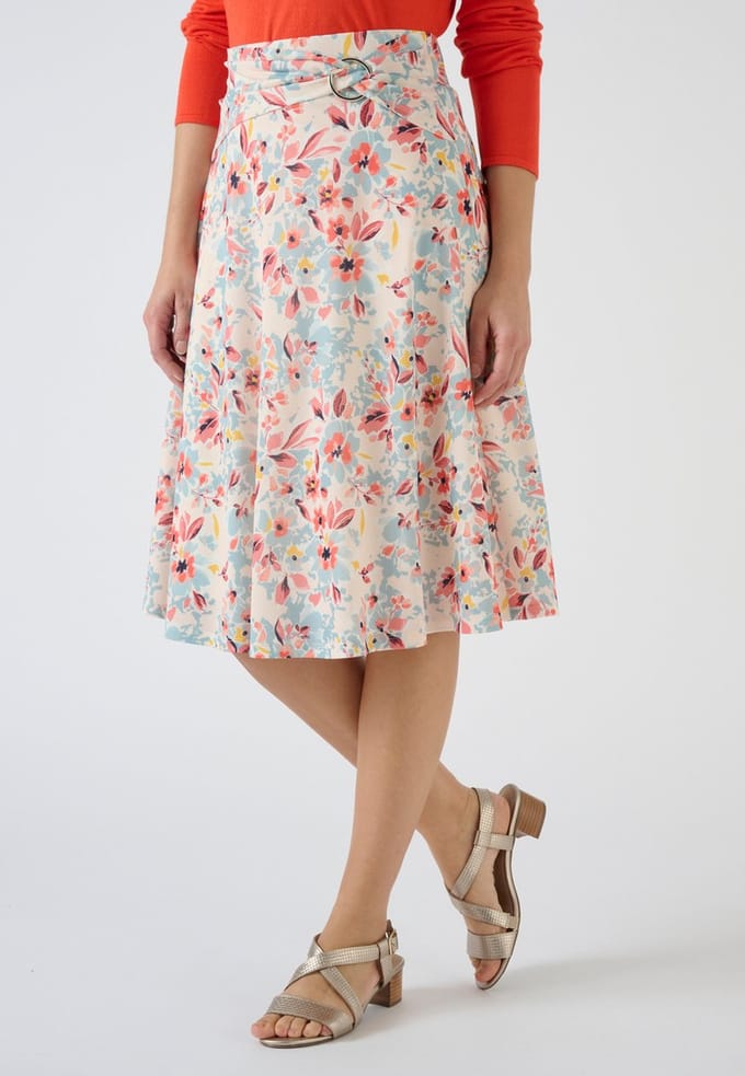Damart - Rok met gespriem - Dames - Blauw - 44