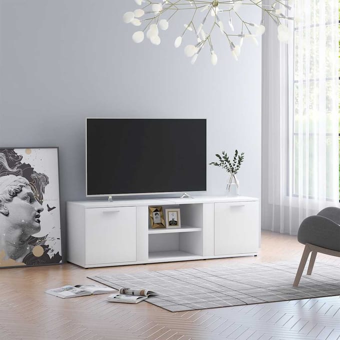 vidaXL - Tv-meubel - 120x34x37 - cm - bewerkt - hout - wit