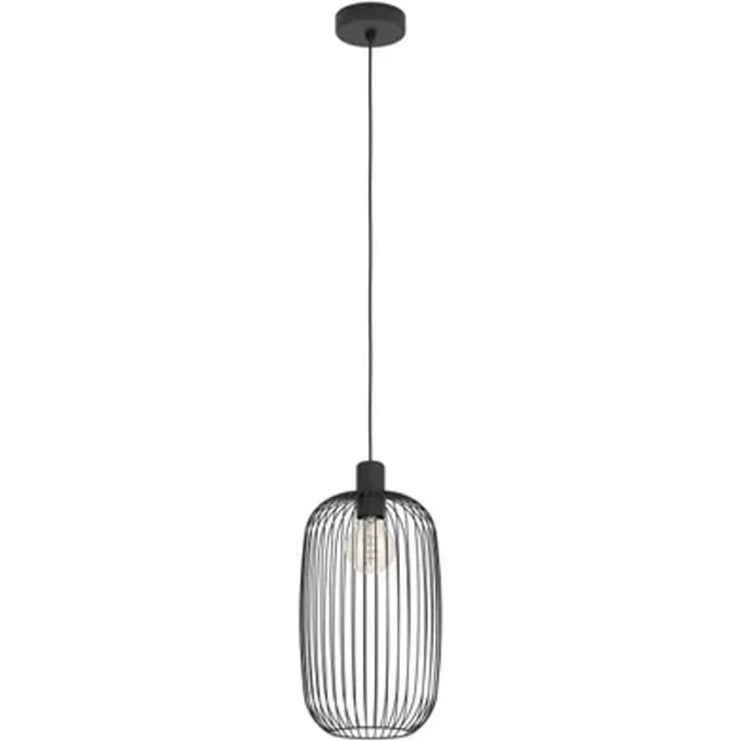 Eglo Industriële Hanglamp Lodods - Zwart - Metaal - 22cm - E27