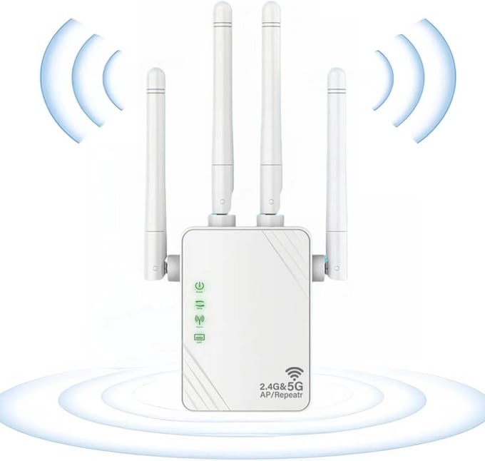 Wifi Versterker - Netwerk Extender - Betere Dekking - Dual Band - 1200 Mbps - Wit
