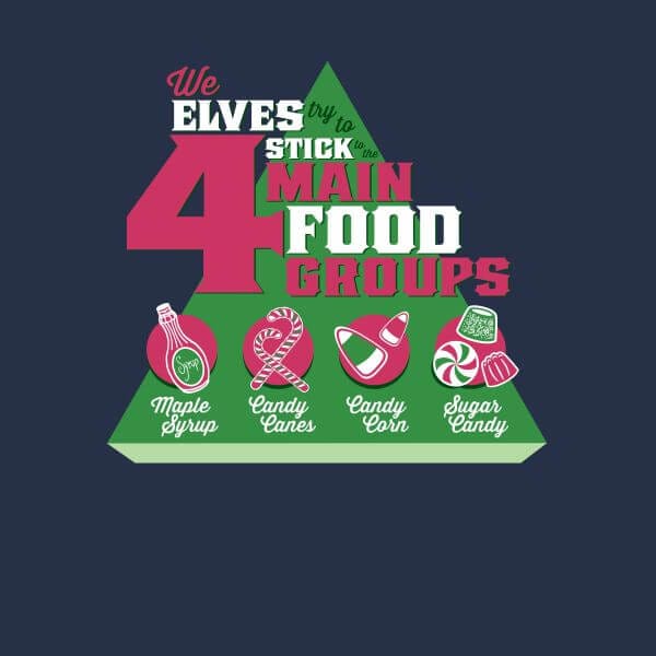 Elf Food Groups Women's Christmas T-Shirt - Navy - M
