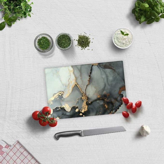 Stark Marmerlook Tempered Glas Snijplank 20cm x 30cm - Glassnijplank